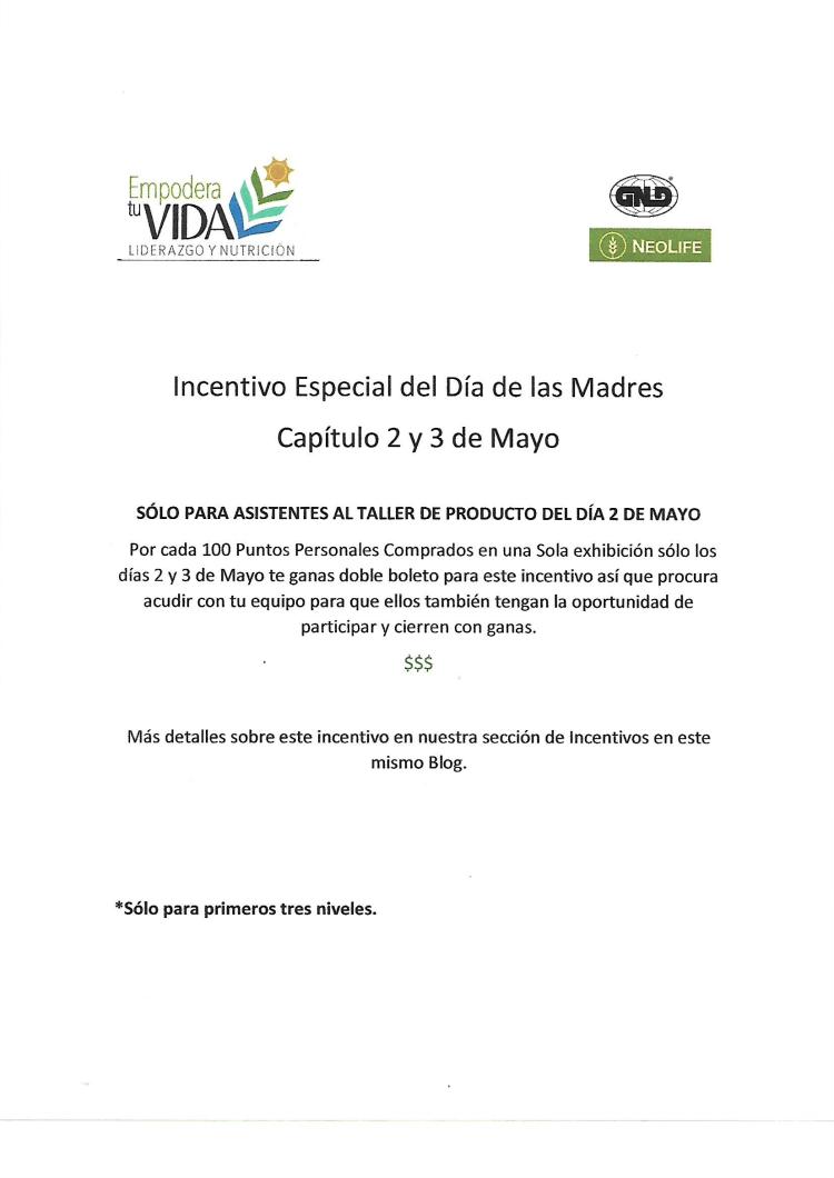 Encarte incentivo dia de las madres